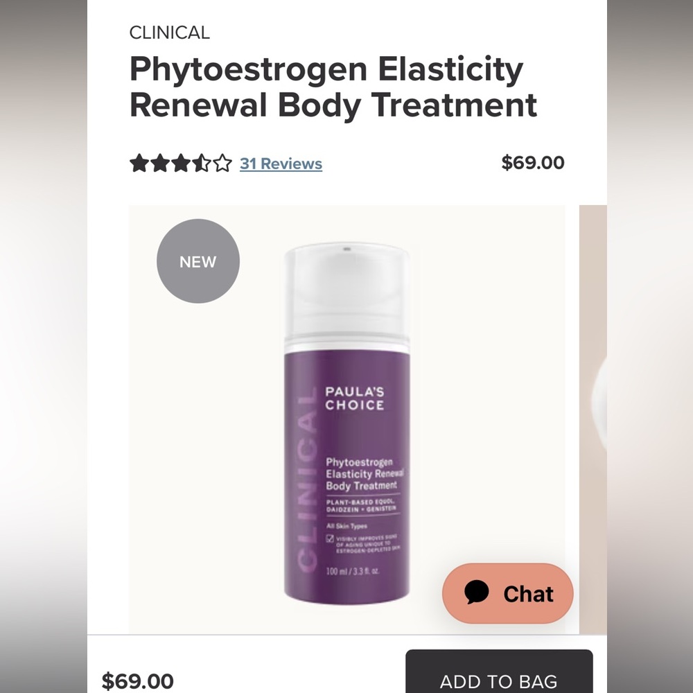 NIB Paula’s choice phytoestrogen elasticity renewal body treatment